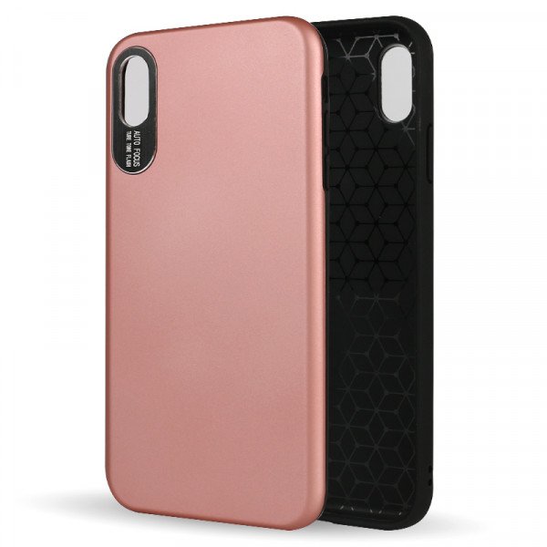 Wholesale iPhone Xs Max Strong Armor Case with Hidden Metal Plate (Rose Gold)